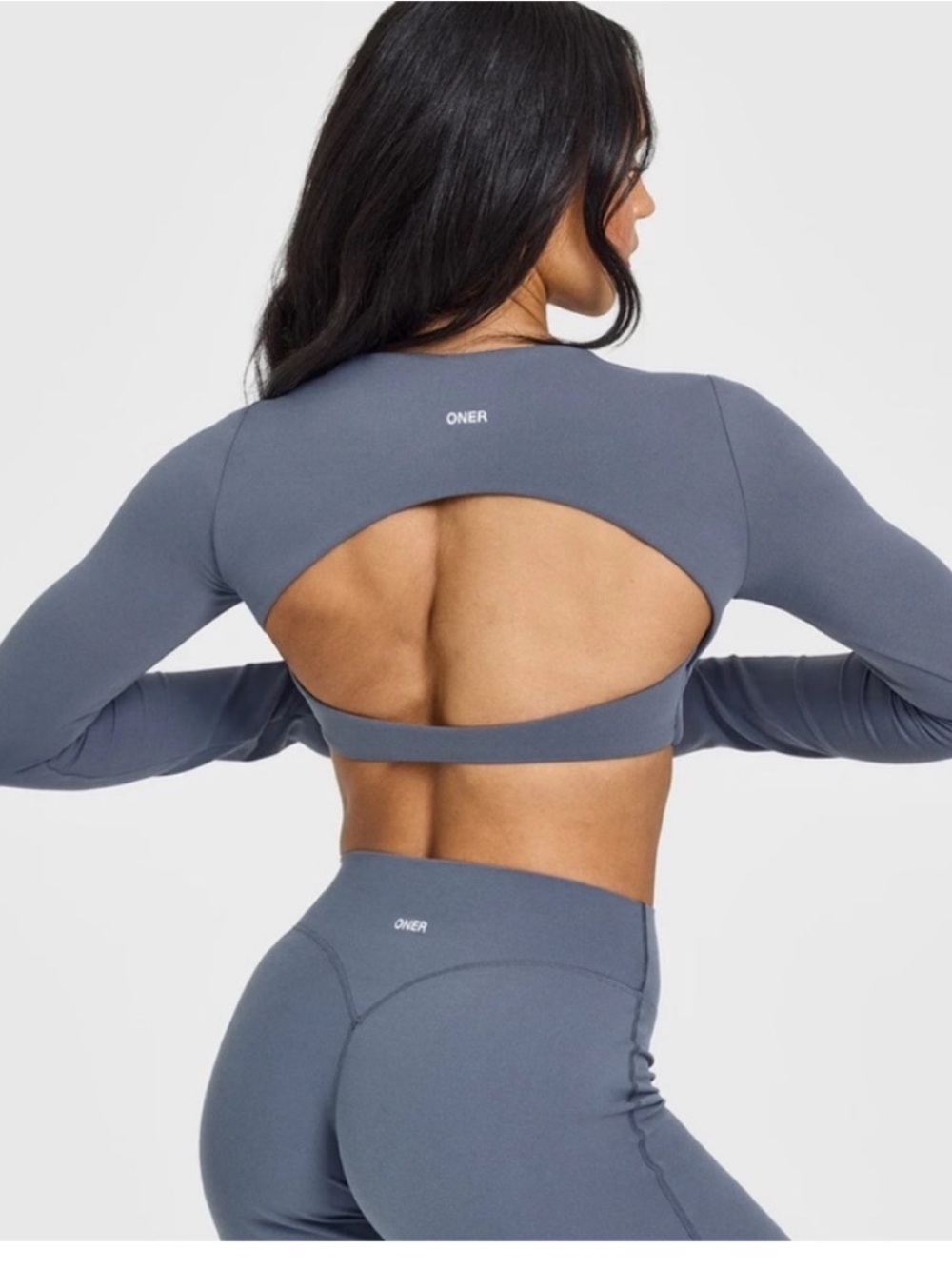 Oner Active Soft Motion Long Sleeve Crop Top Granite Blue XL